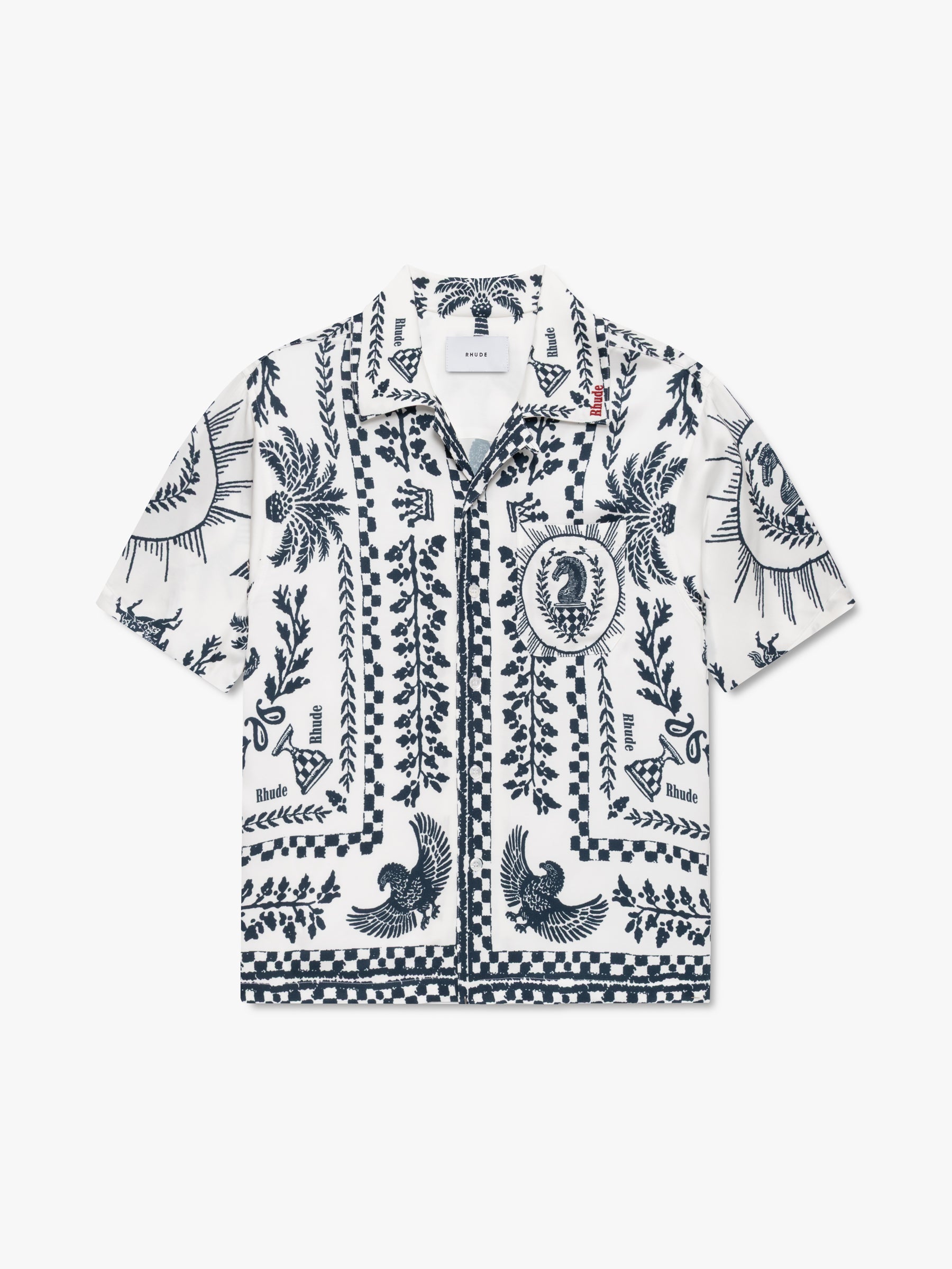 REGISTA TILE PRINT BUTTON-UP SHIRT – R H U D E