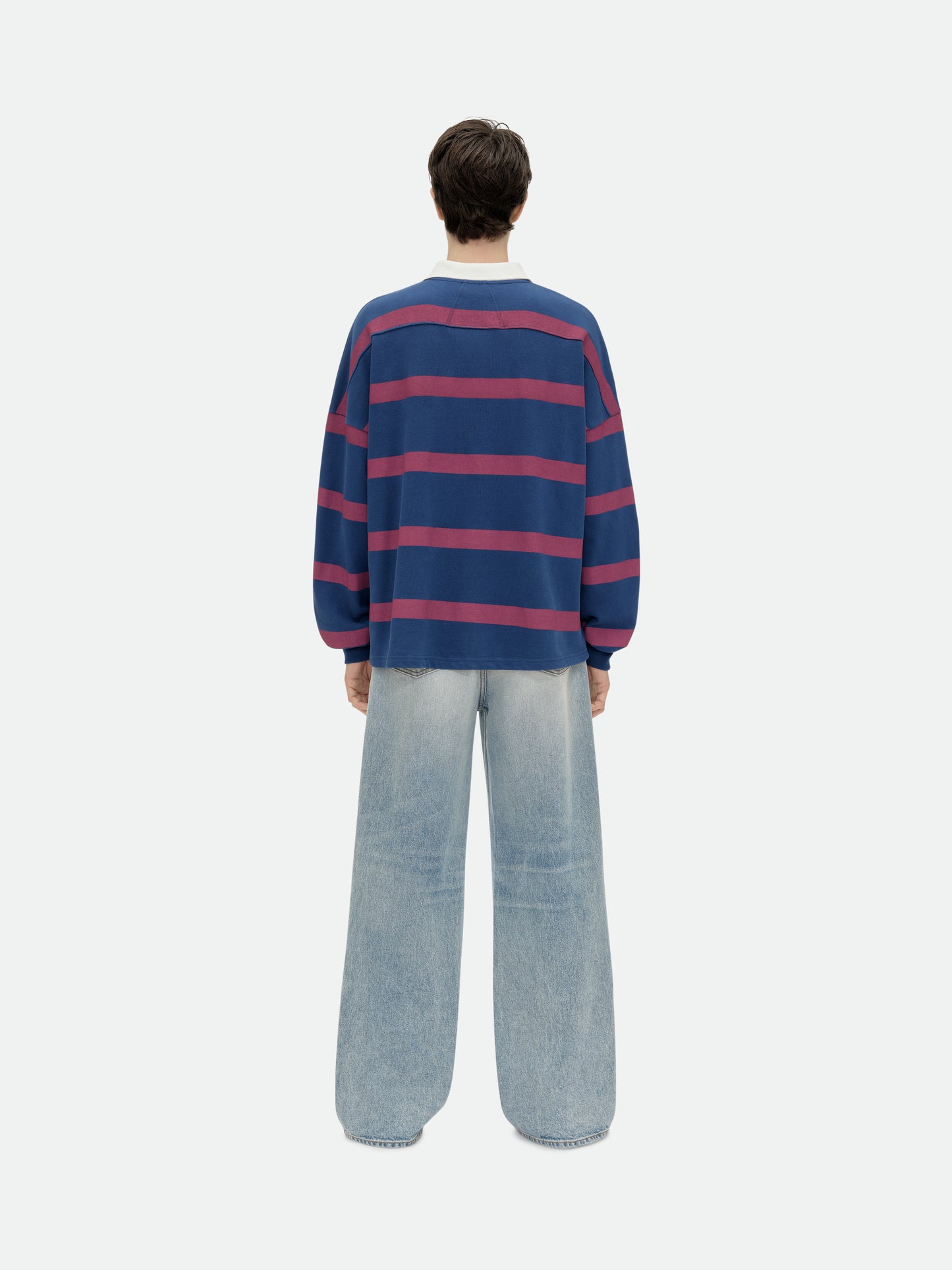 STRIPED LS PIQUE POLO