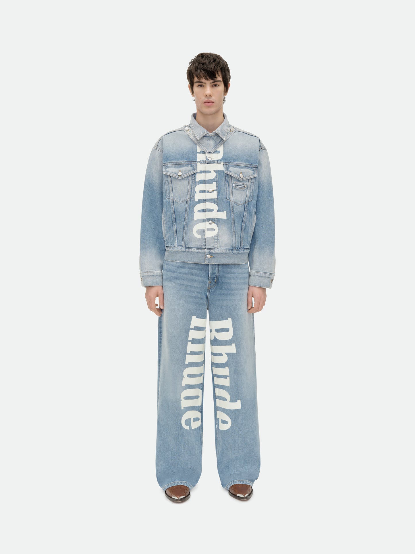 "PACK" LOGO WIDE LEG DENIM