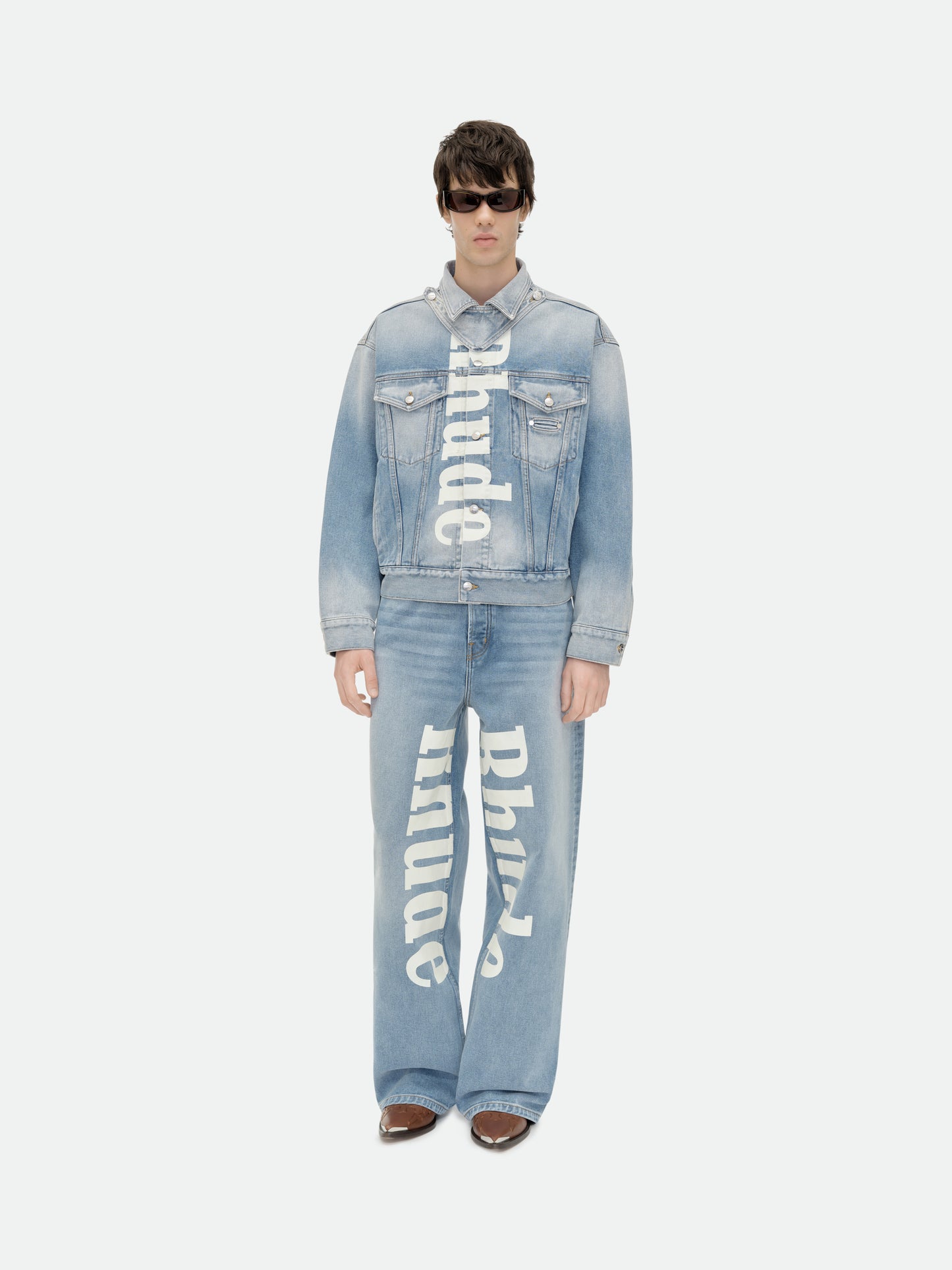 "PACK" LOGO WIDE LEG DENIM