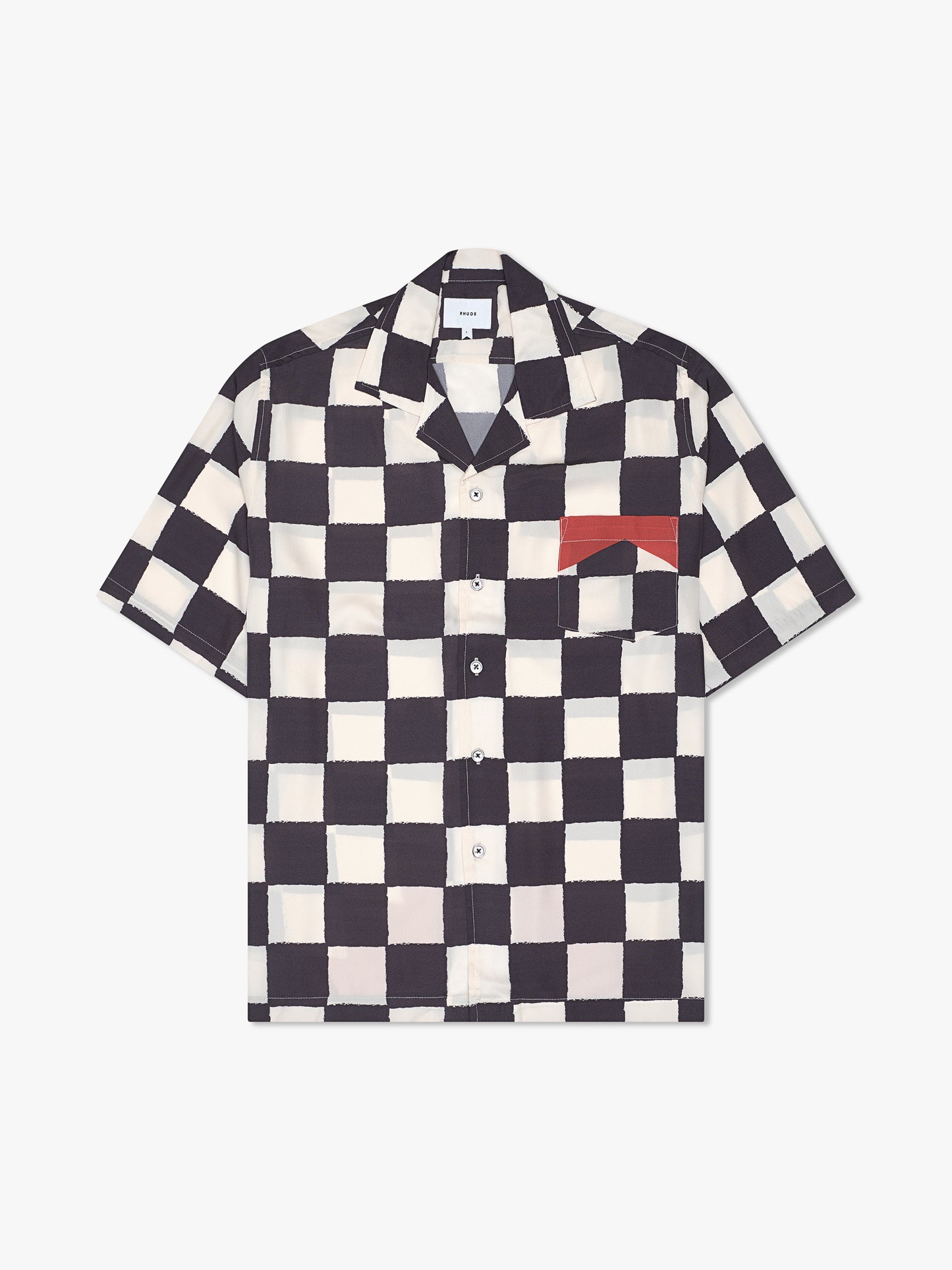 PRINTED BROKEN CHECKER SILK SHIRT