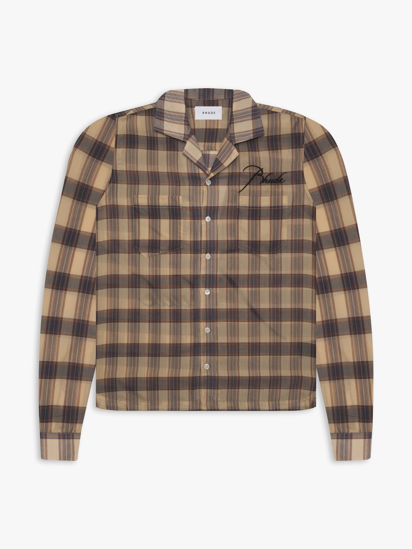 SHEER PLAID BUTTON DOWN
