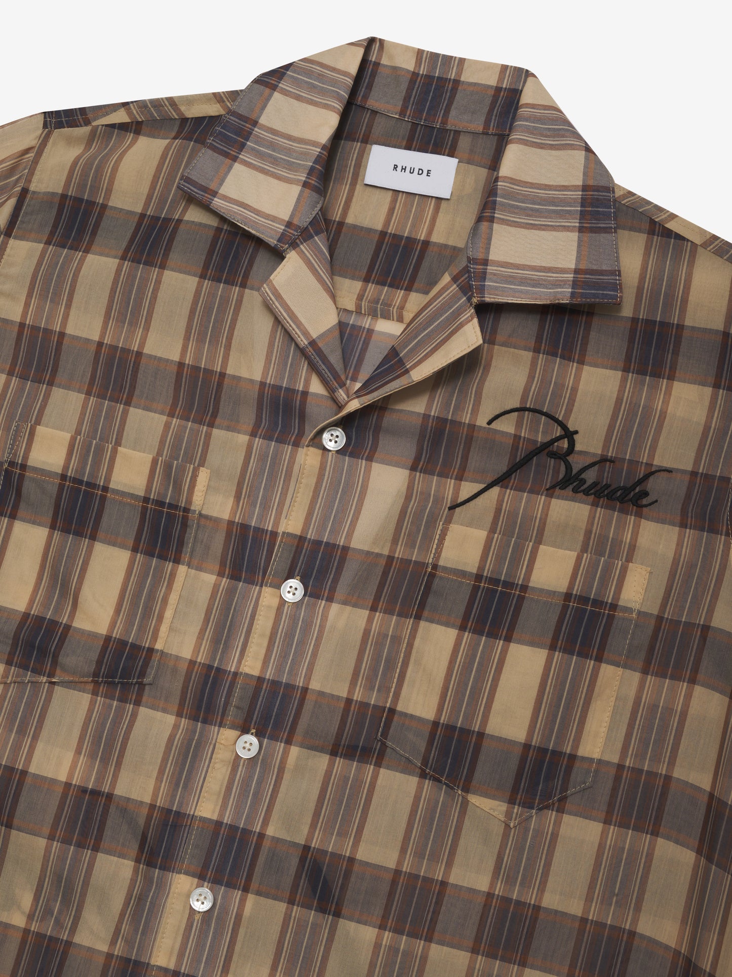 SHEER PLAID BUTTON DOWN