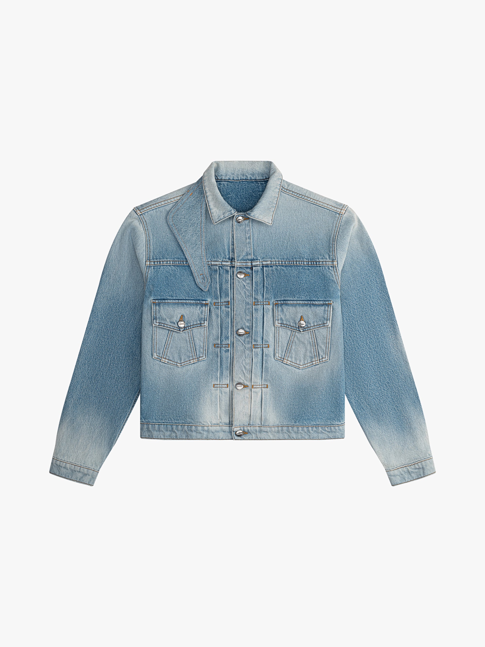 NECK-STRAP DROP-NECK DENIM TRUCKER JACKET – R H U D E