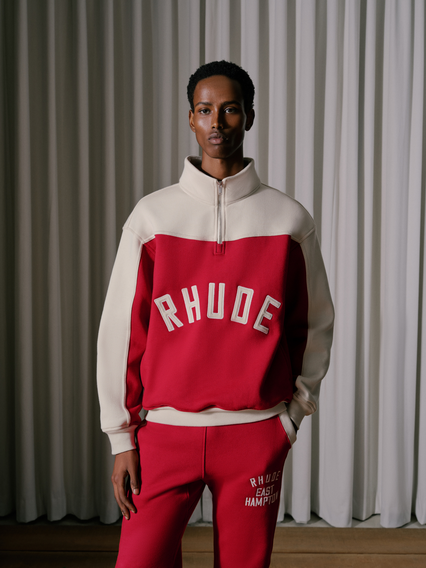 RHUDE CONTRAST QUARTER-ZIP VARSITY