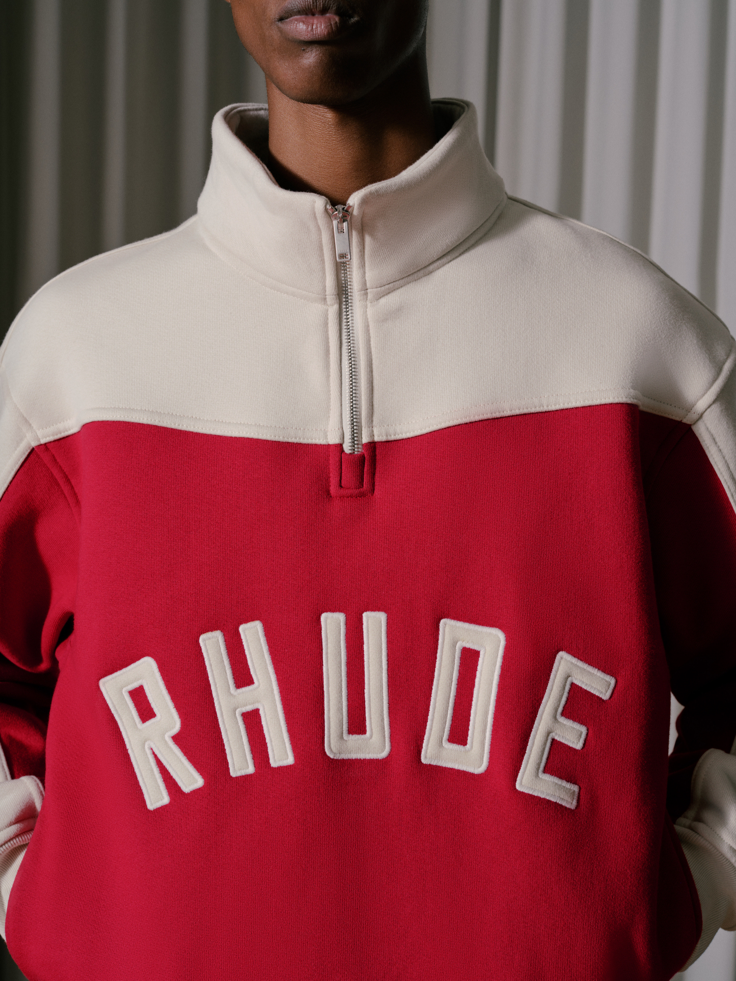 RHUDE CONTRAST QUARTER-ZIP VARSITY