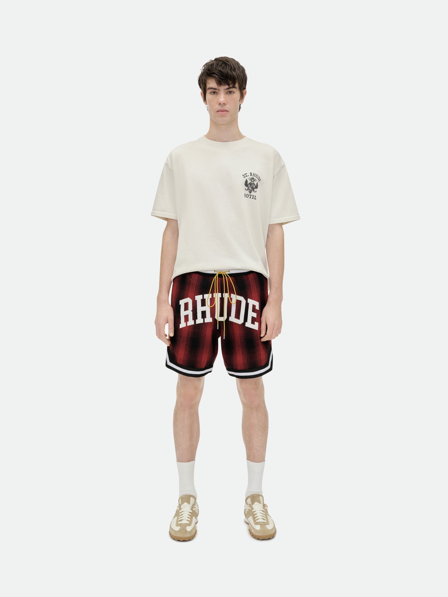 FLANNEL RHUDE COLLEGIATE COURT LOGO SHORT