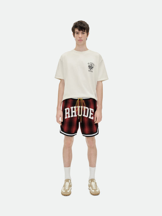 FLANNEL RHUDE COLLEGIATE COURT LOGO SHORT