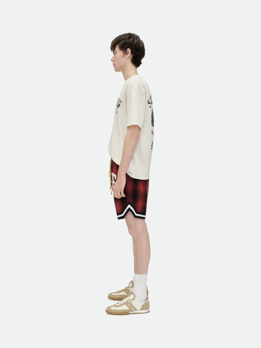 FLANNEL RHUDE COLLEGIATE COURT LOGO SHORT