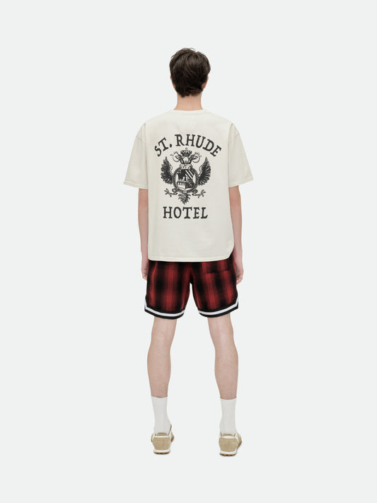 FLANNEL RHUDE COLLEGIATE COURT LOGO SHORT