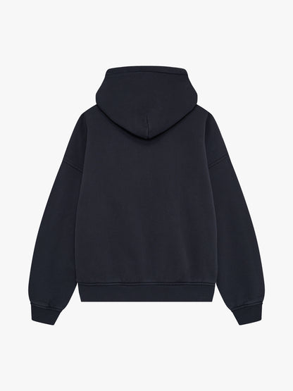 Vintage black zip-up hoodie, back view