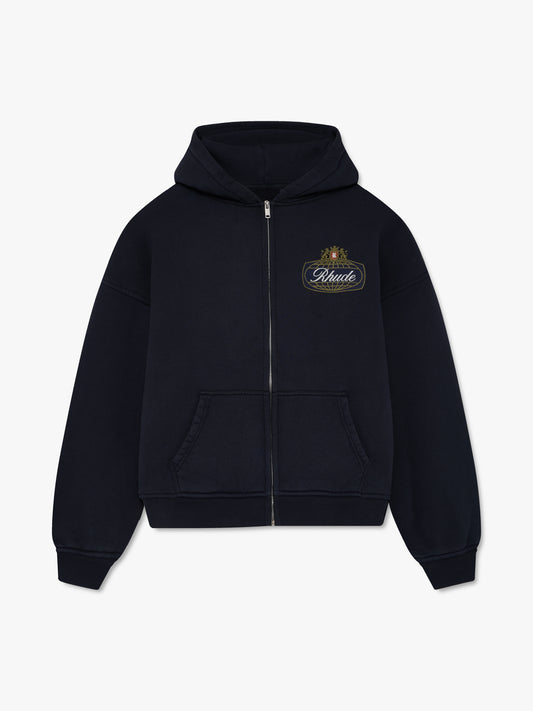 RHUDE SAFARI CREST ZIP-UP HOODIE