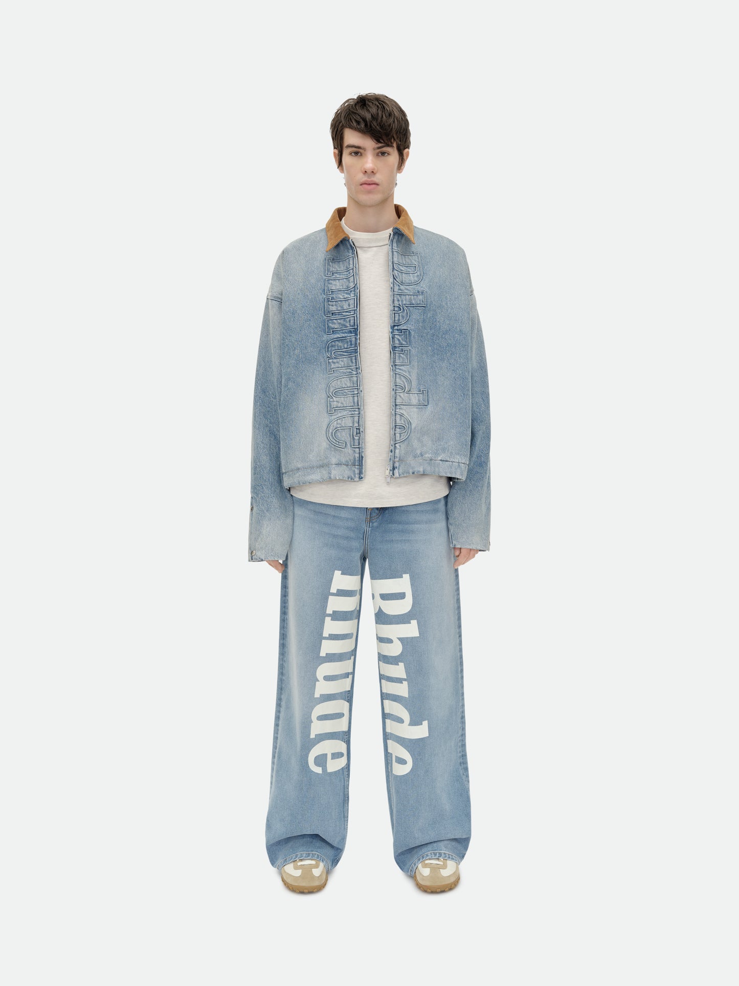 DENIM LOGO CORD COLLAR WORK JACKET