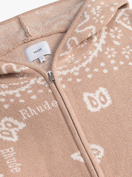 RHUDE BANDANA KNIT ZIP-UP