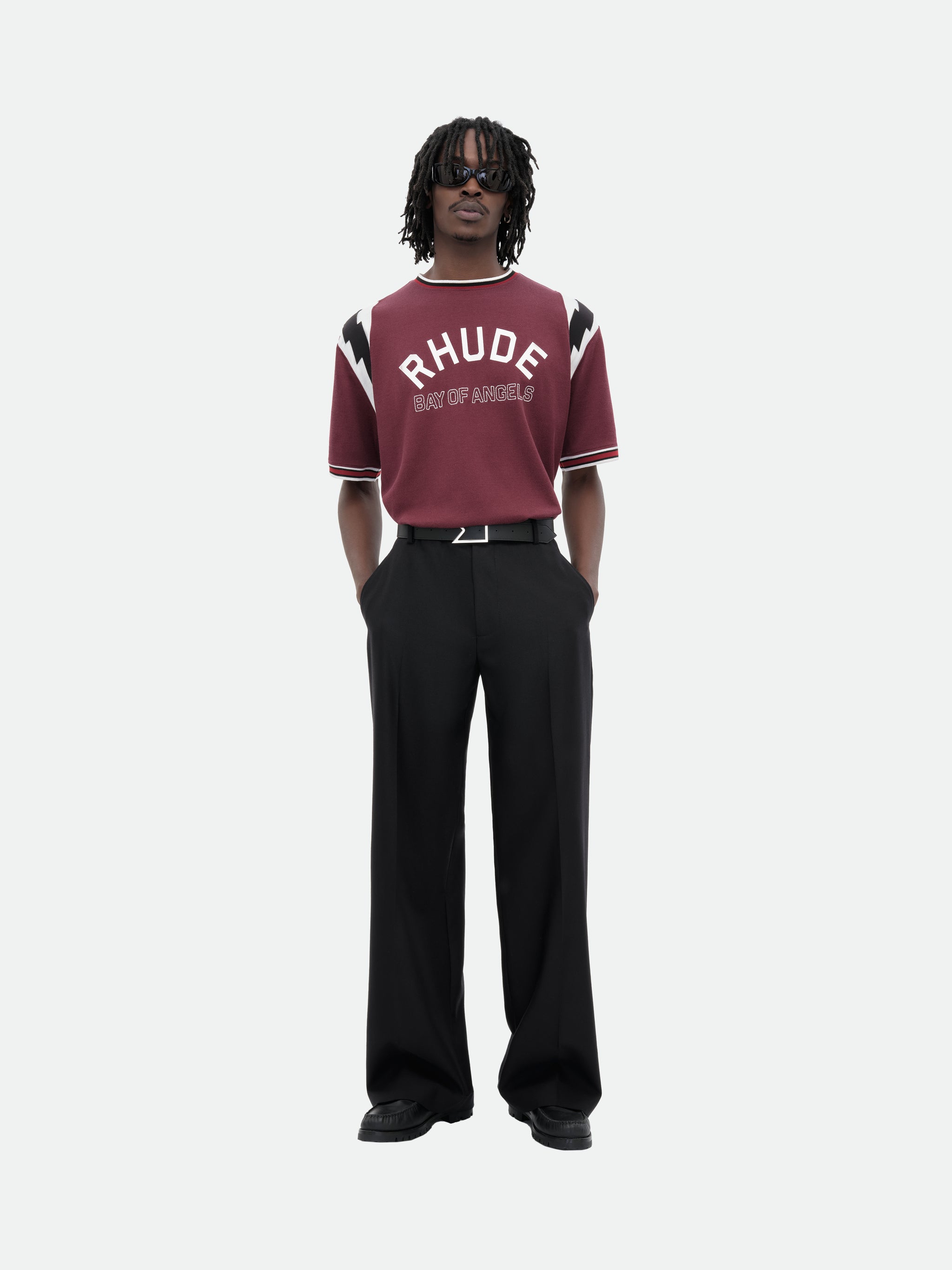 RHUDE LIGHTNING RINGER JERSEY TEE