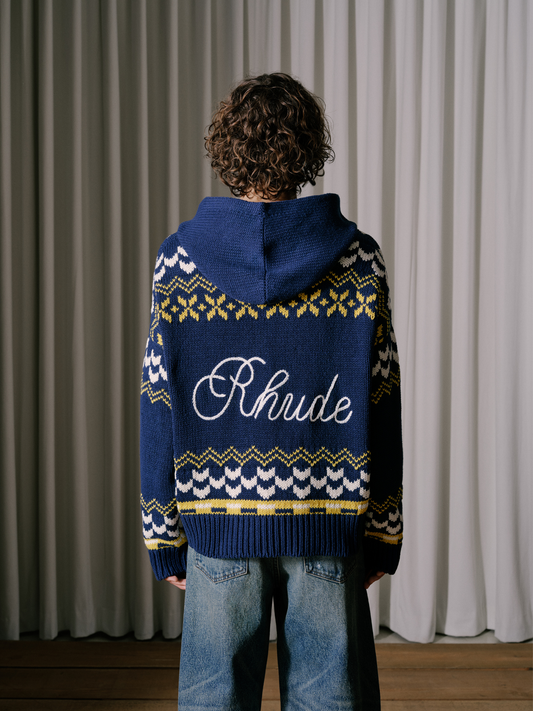 RHUDE PALMA KNIT ZIP-UP