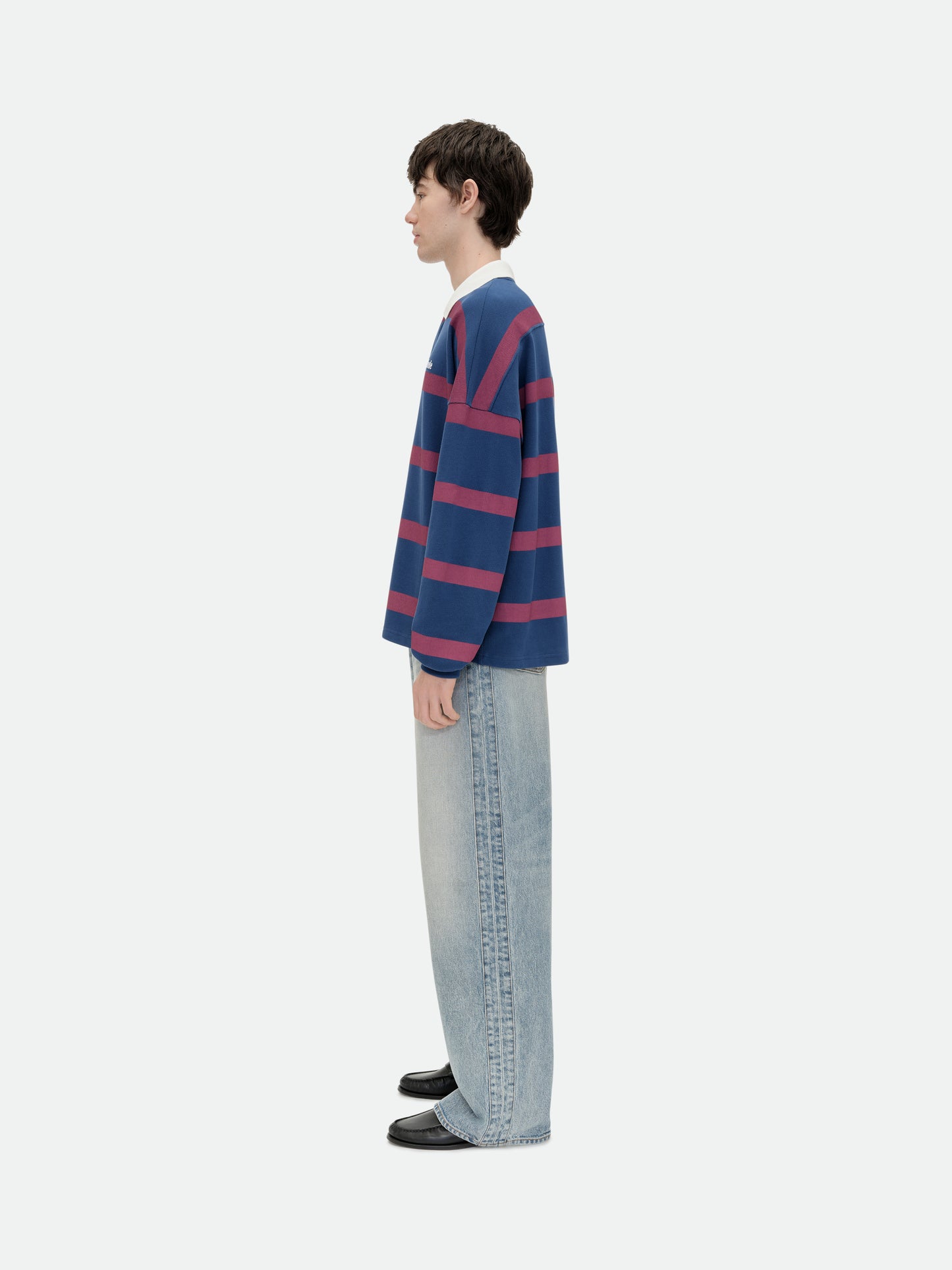 STRIPED LS PIQUE POLO