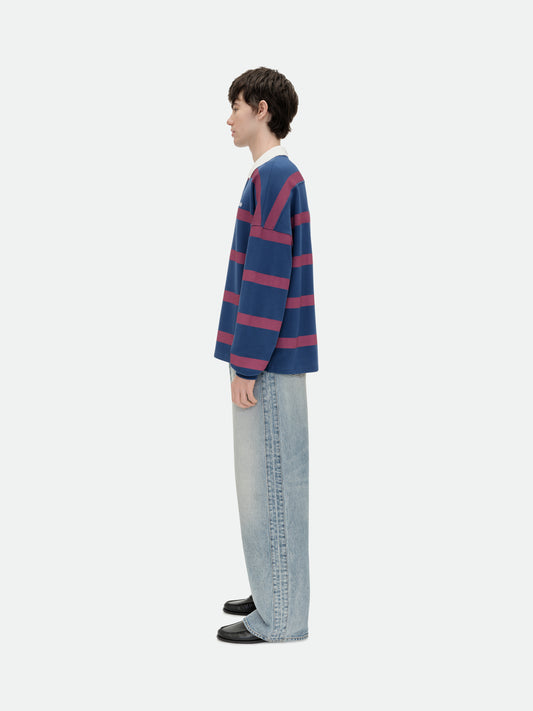 STRIPED LS PIQUE POLO