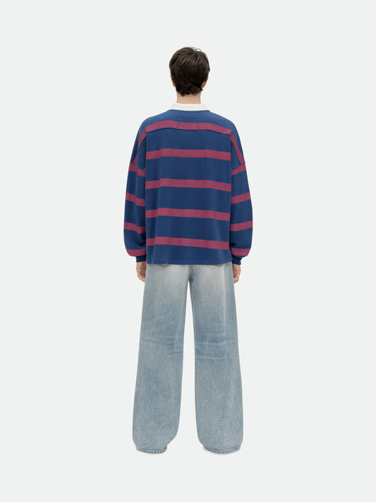 STRIPED LS PIQUE POLO