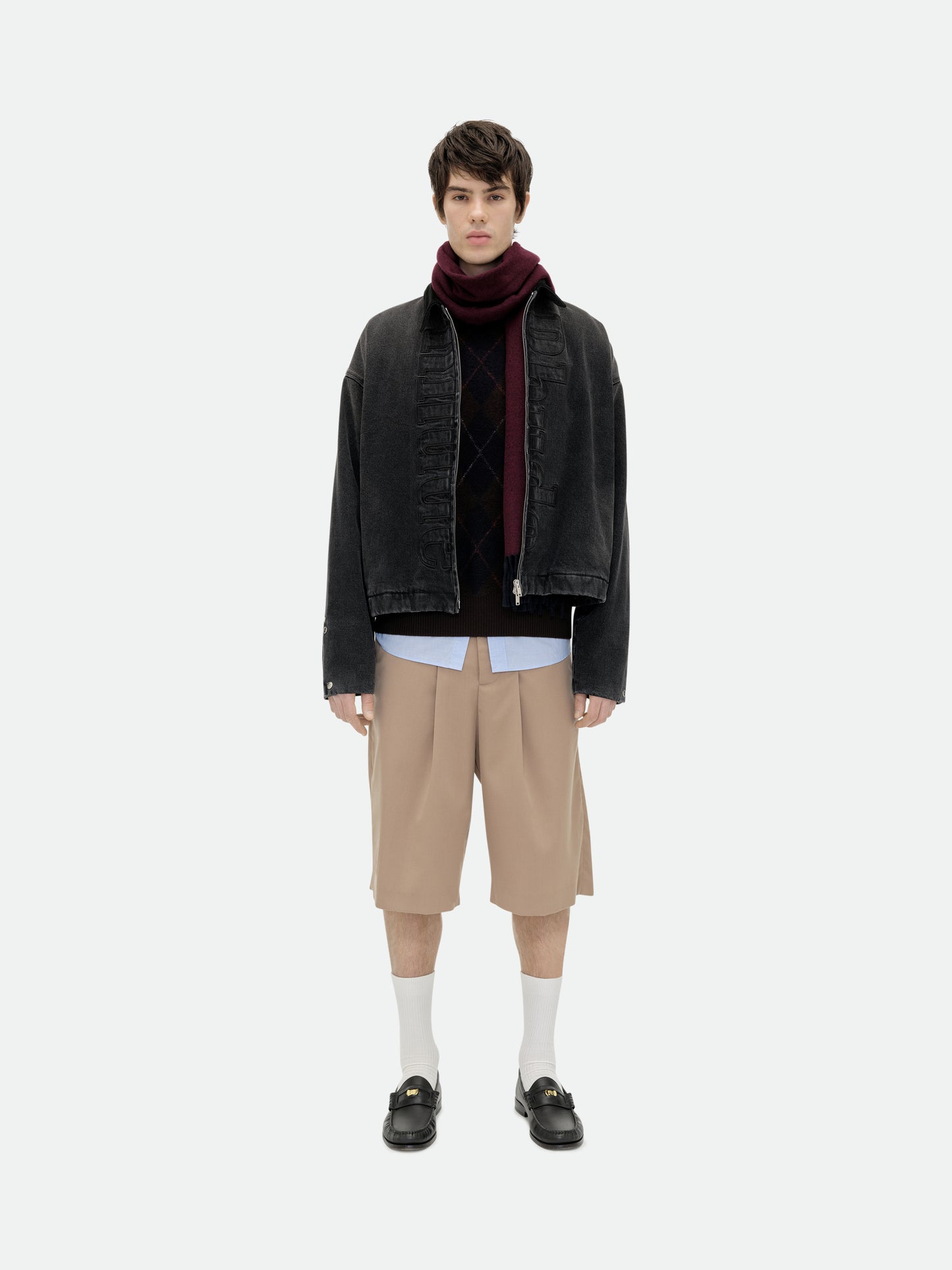 DENIM LOGO SUEDE COLLAR WORK JACKET