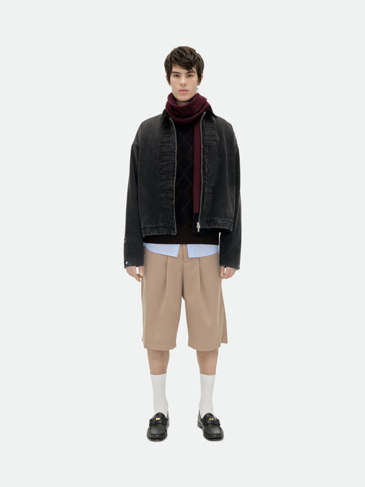 DENIM LOGO SUEDE COLLAR WORK JACKET