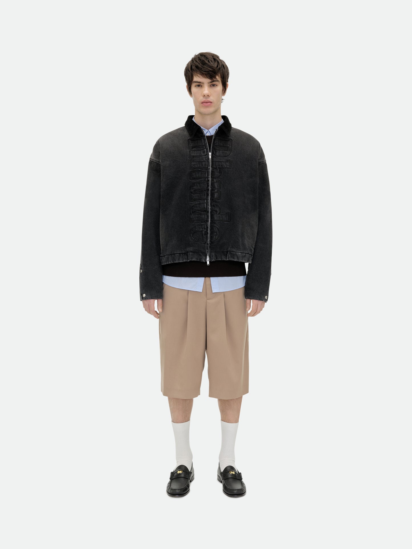 DENIM LOGO SUEDE COLLAR WORK JACKET
