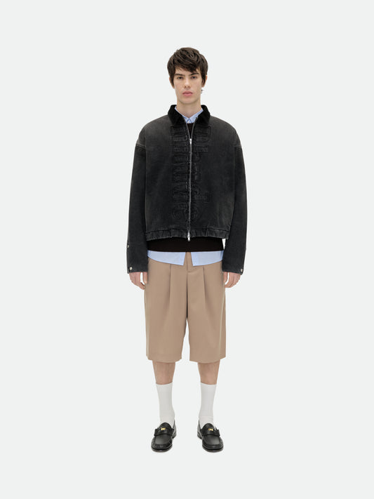 DENIM LOGO SUEDE COLLAR WORK JACKET