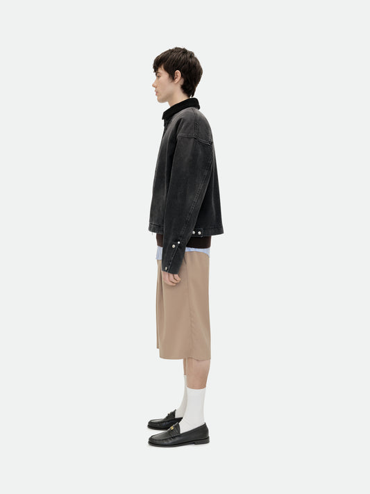 DENIM LOGO SUEDE COLLAR WORK JACKET