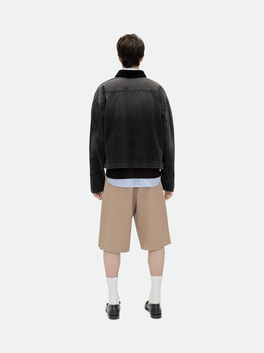 DENIM LOGO SUEDE COLLAR WORK JACKET