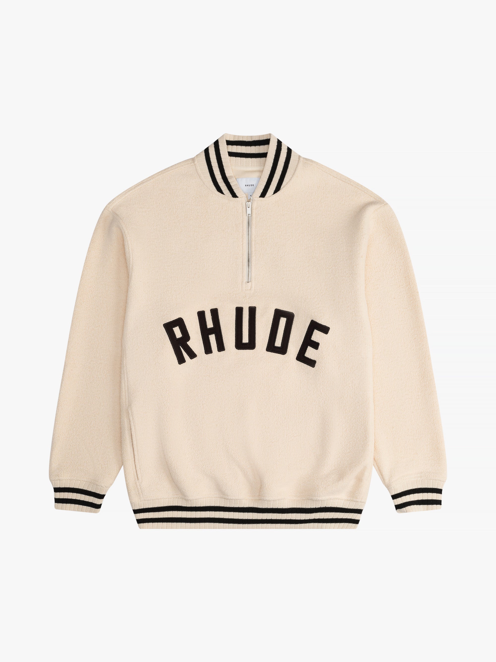 RHUDE FW22 New Embroidered Logo Quarter Zip Pullover 100% Terry Cotton Pullover shops Sweatshirt