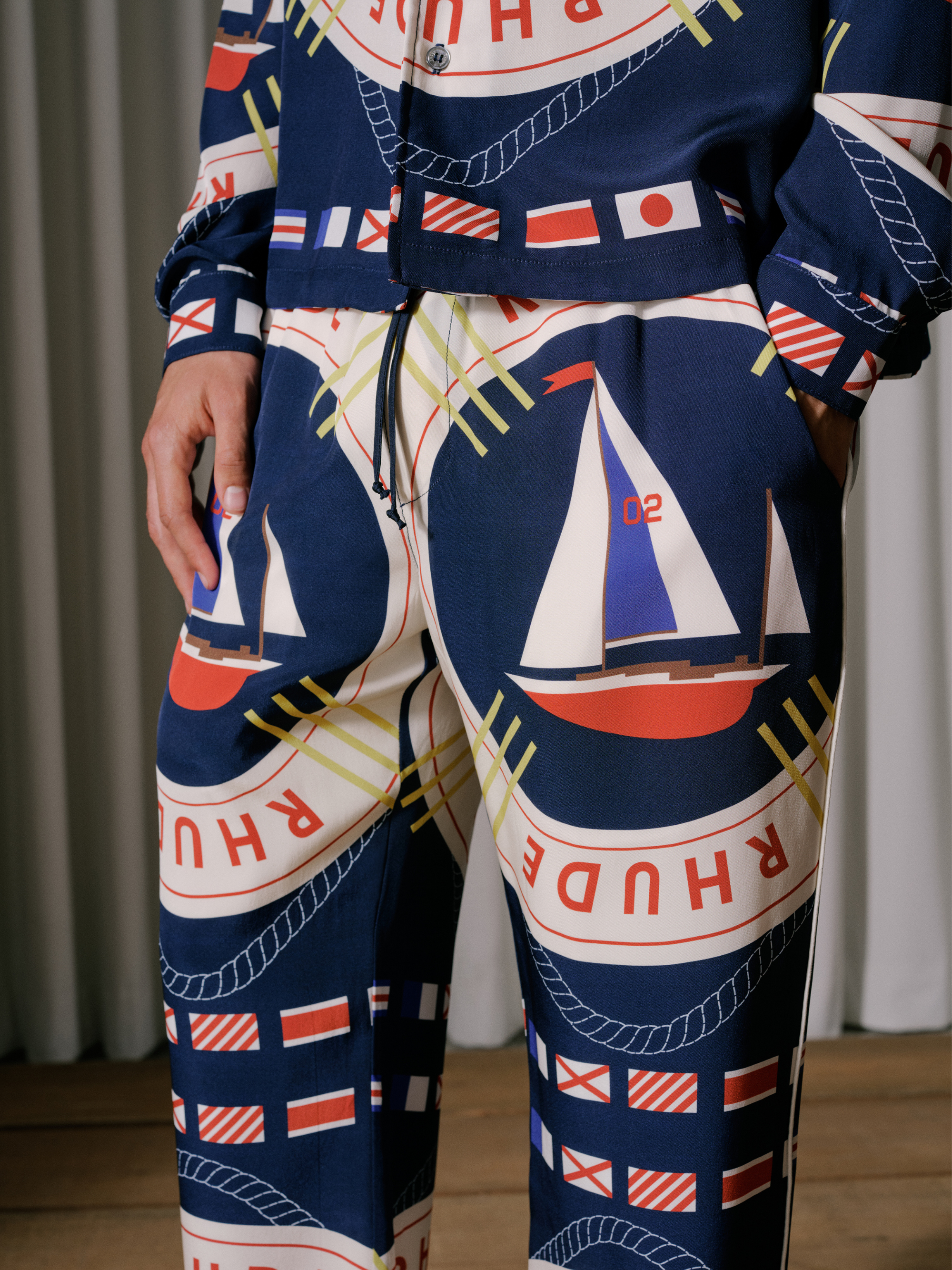 RHUDE FLAG SAIL SILK PANT