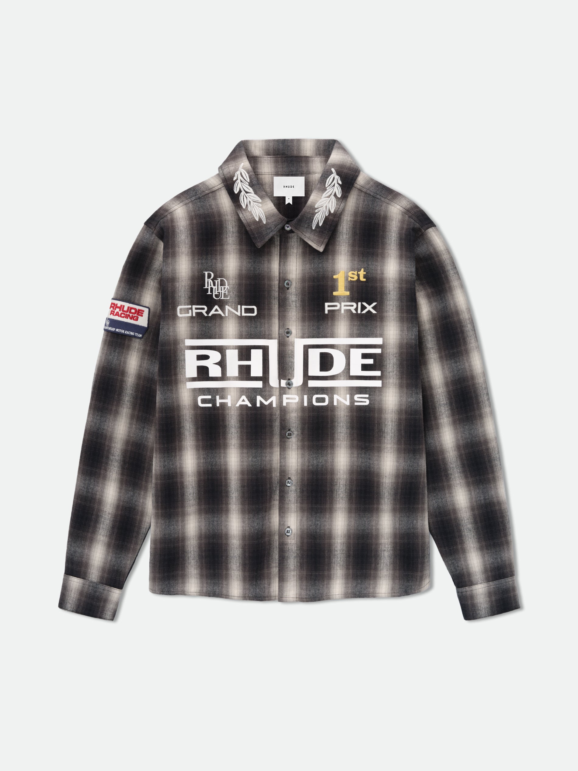 RHUDE distressed outlet racing shirt size large