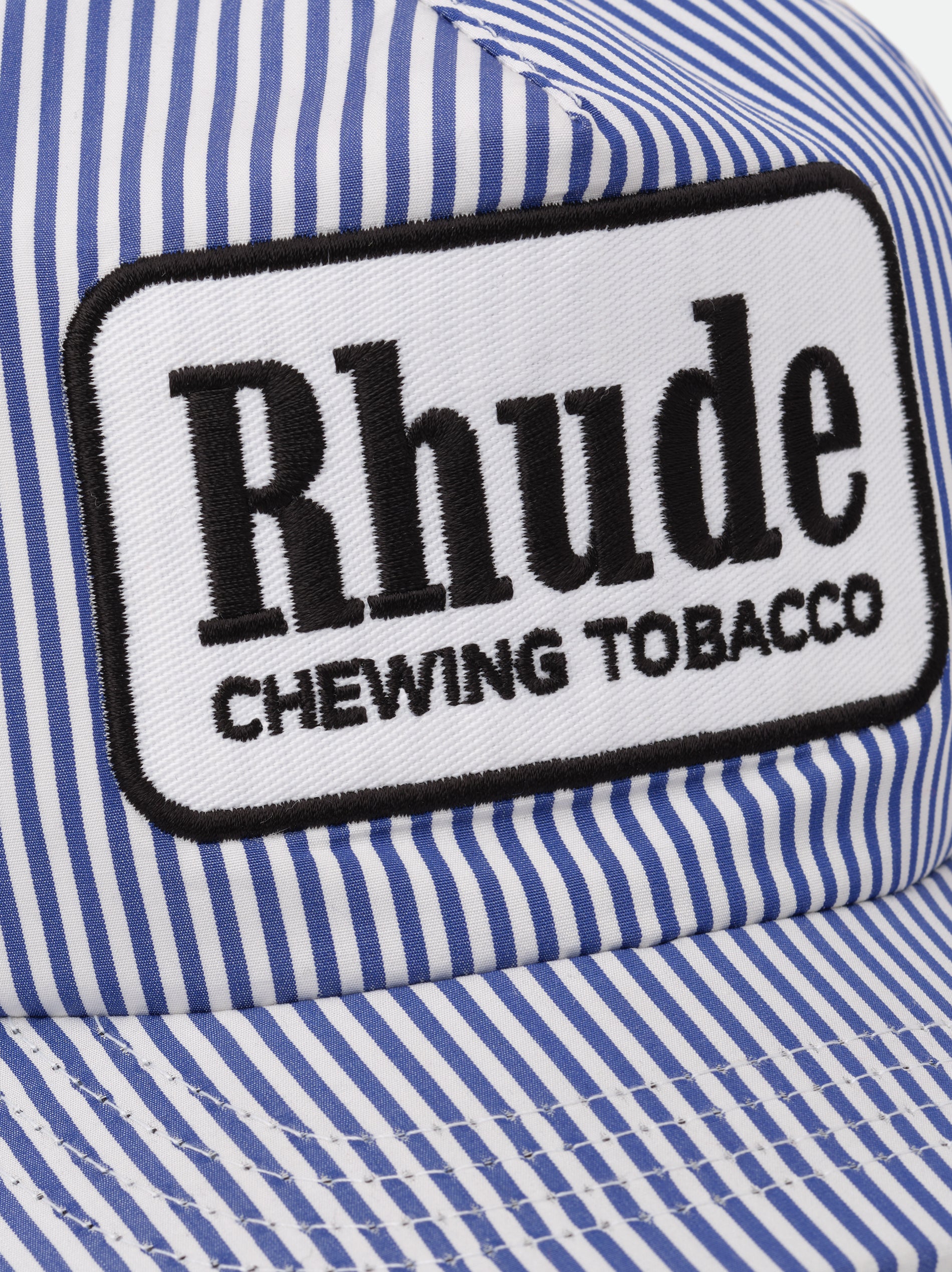 BLUE STRIPED TOBACCO TRUCKER HAT