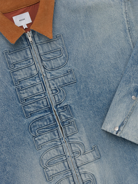 DENIM LOGO CORD COLLAR WORK JACKET
