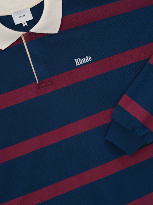 STRIPED LS PIQUE POLO