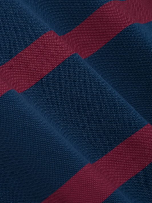 STRIPED LS PIQUE POLO