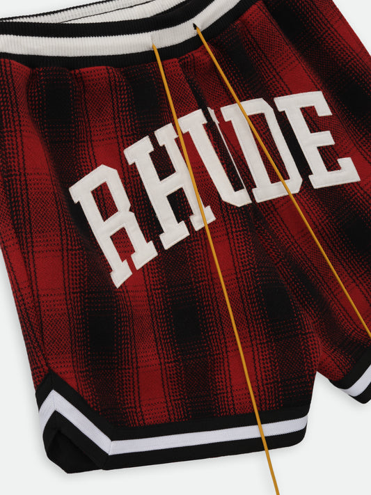 FLANNEL RHUDE COLLEGIATE COURT LOGO SHORT