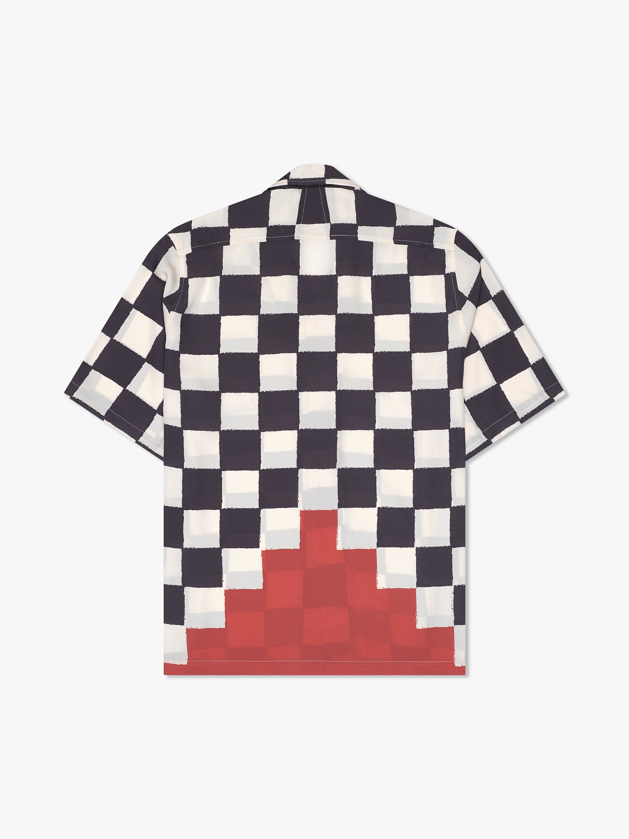 Rhude Printed Broken Checker Silk Shirt L / IVORY/BLACK/RED