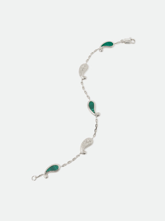 TEARS OF JOY BRACELET — 14K WHITE GOLD/MALACHITE