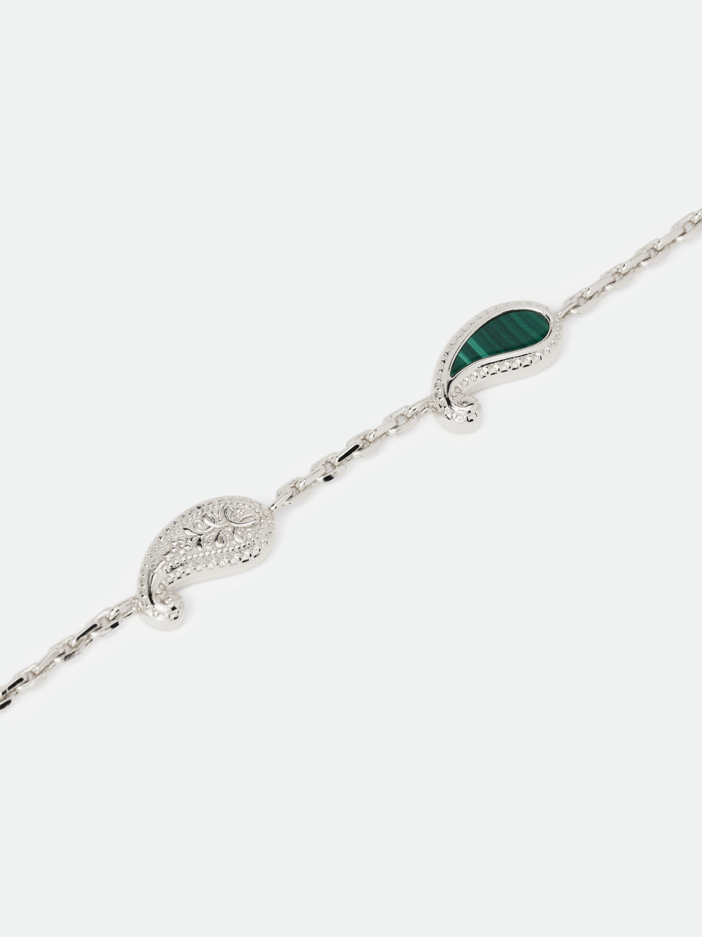 TEARS OF JOY BRACELET — 14K WHITE GOLD/MALACHITE