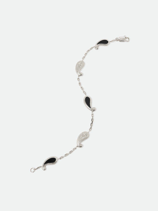 TEARS OF JOY BRACELET — 14K WHITE GOLD/ONYX