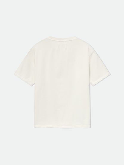 Vintage white USA Pirelli tee with a plain back, back view