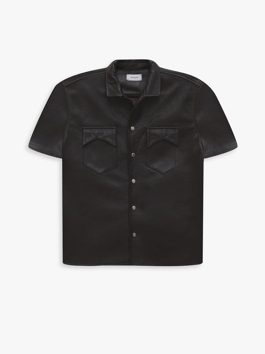 LEATHER SNAP SS SHIRT