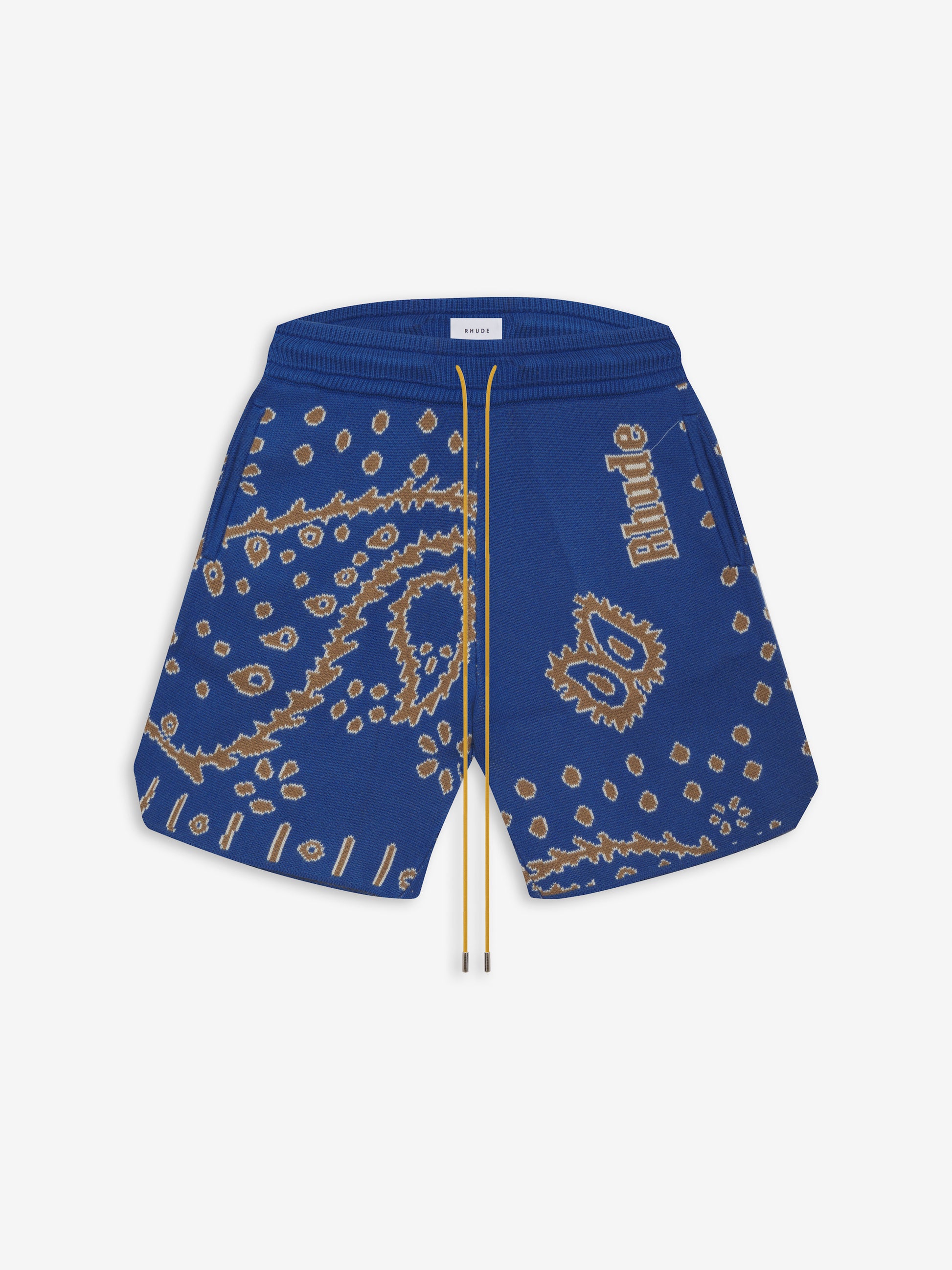 Rhude Bandana Knit Shorts | Light Blue and Cream | M | The Webster